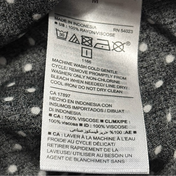 Old Navy Tunic Shirt Women's Black White Polka Dot‎ Long Sleeve Blouse Rayon SzM - Picture 6 of 10